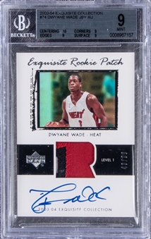 2003-04 UD "Exquisite Collection" Rookie Patch #74 Dwyane Wade Signed Patch Rookie Card (#43/99) - BGS MINT 9/BGS 10